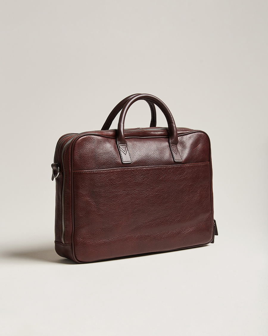 Heren | Tassen | Loake 1880 | Westminster Grain Leather Briefcase Dark Brown