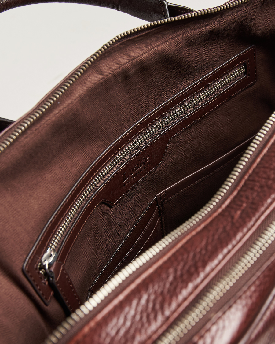 Heren | Tassen | Loake 1880 | Westminster Grain Leather Briefcase Dark Brown
