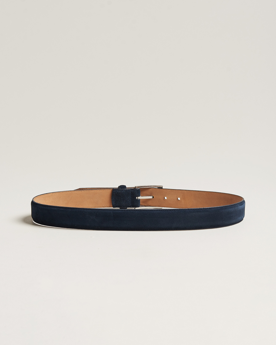 Heren | Accessoires | Loake 1880 | William Suede Belt Navy