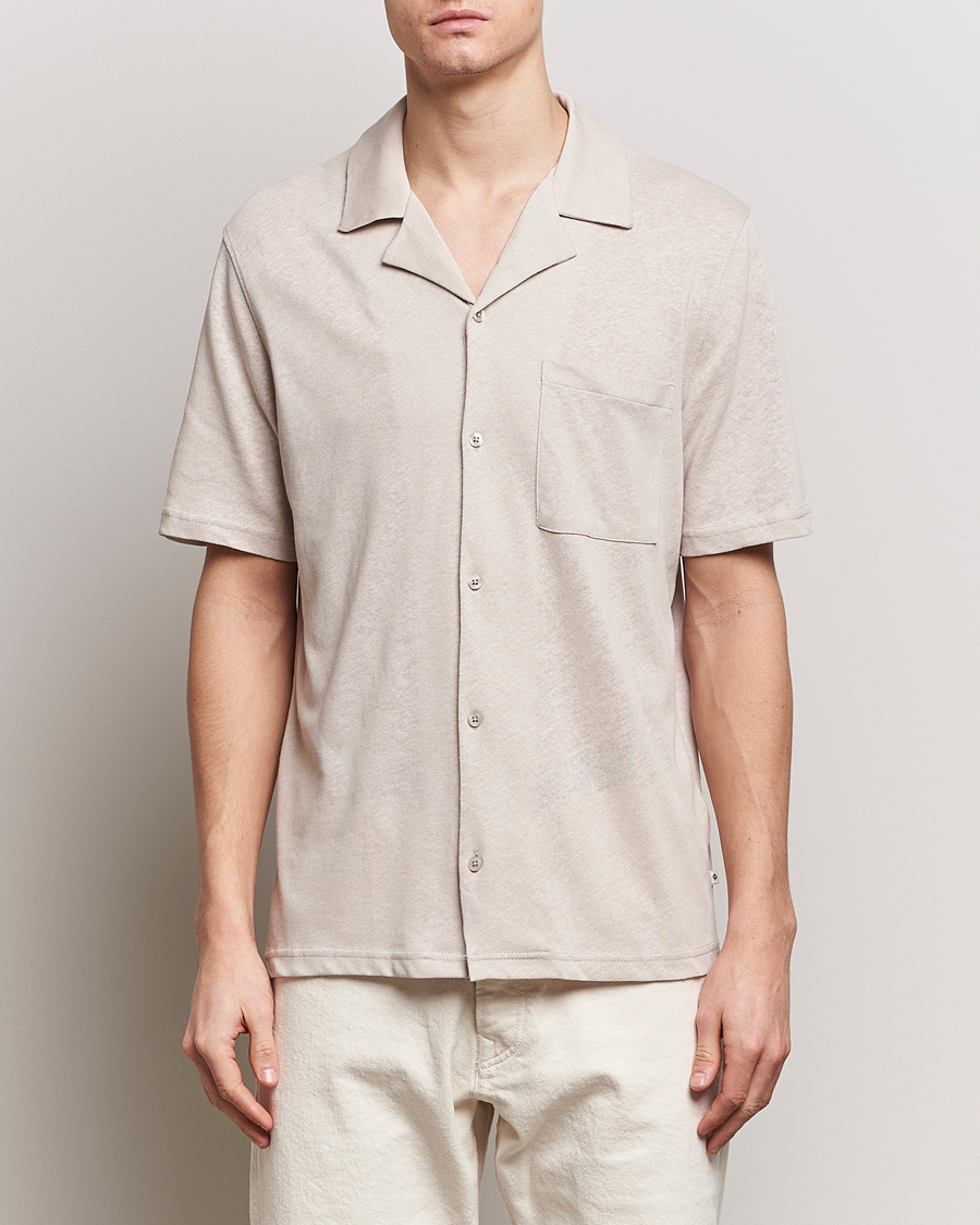 Heren | Overhemden | Samsøe Samsøe | Samartin Cotton/Linen Short Sleeve Shirt Moonstruck