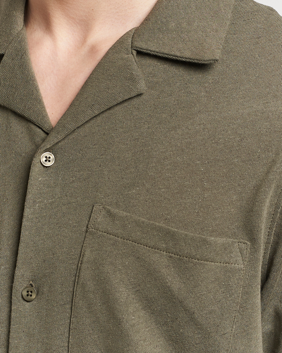 Heren | Overhemden | Samsøe Samsøe | Samartin Cotton/Linen Short Sleeve Shirt Dusty Olive