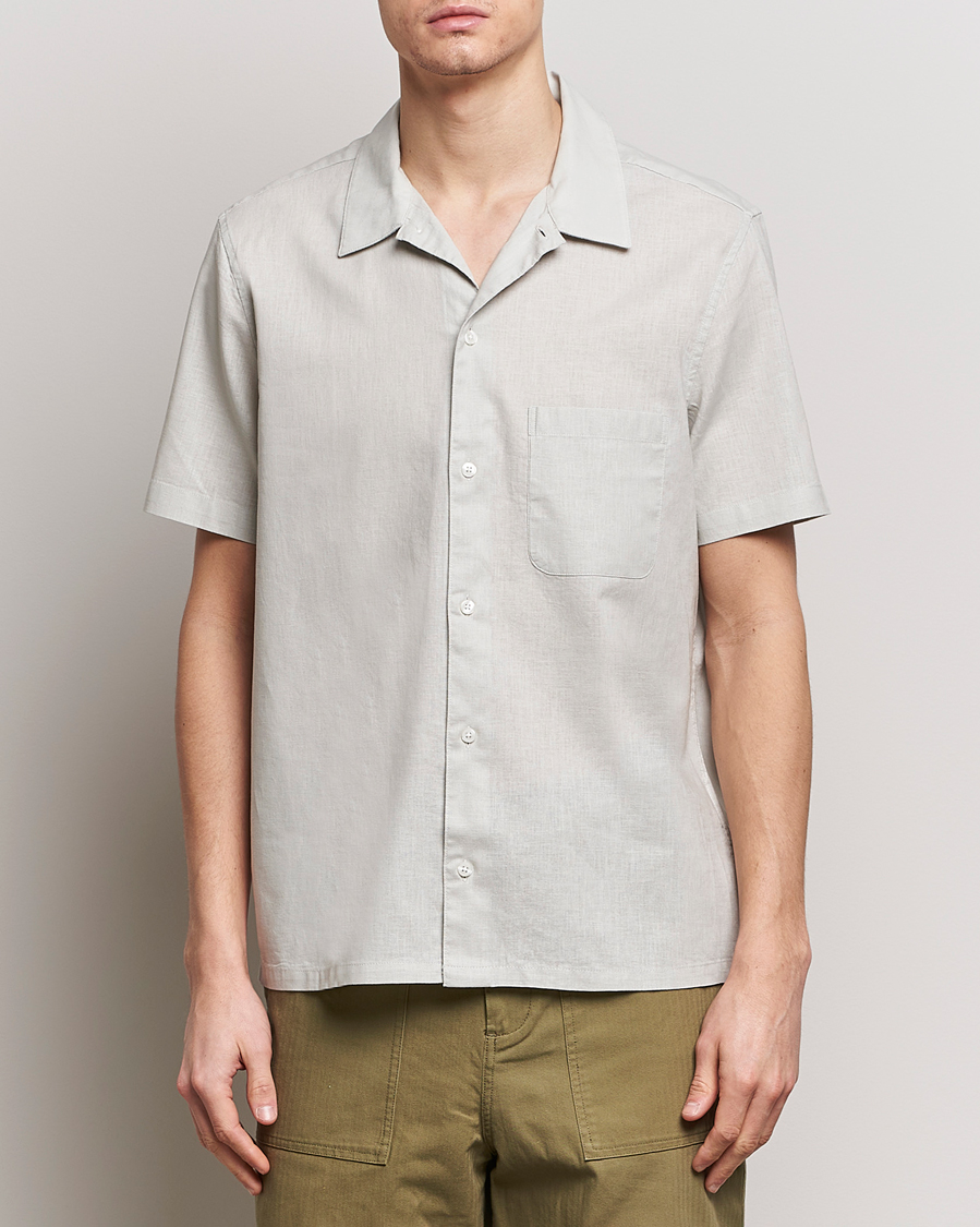 Heren | Casual | Samsøe Samsøe | Avan Linen/Cotton Short Sleeve Shirt Moonstruck
