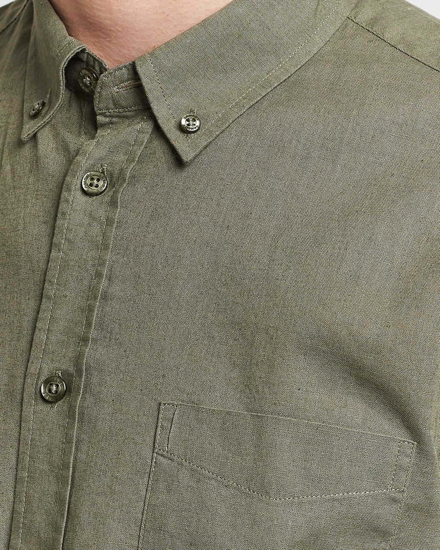 Heren | Overhemden | Samsøe Samsøe | Liam Linen/Cotton Shirt Dusty Olive
