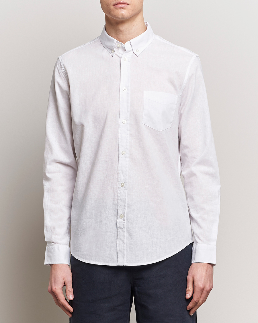 Heren | Casual | Samsøe Samsøe | Liam Linen/Cotton Shirt White