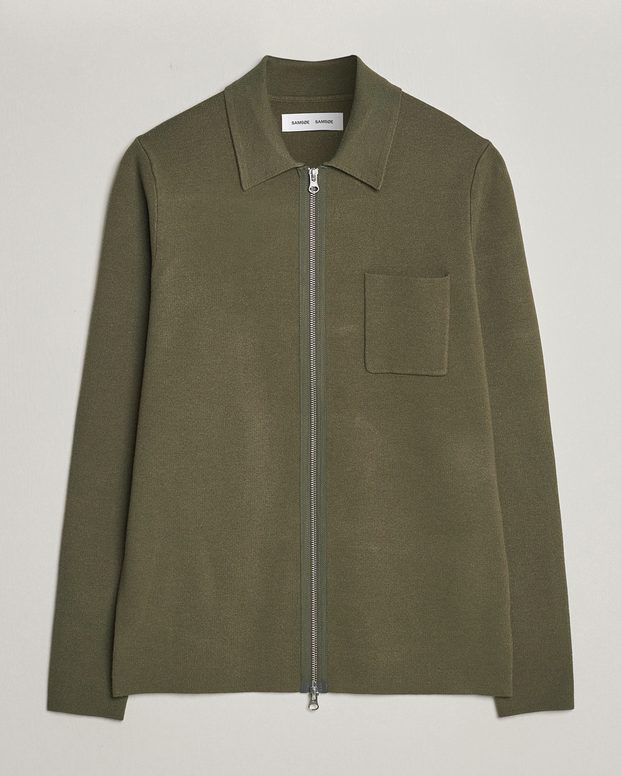 Heren | Truien | Samsøe Samsøe | Guna Full Zip Dusty Olive