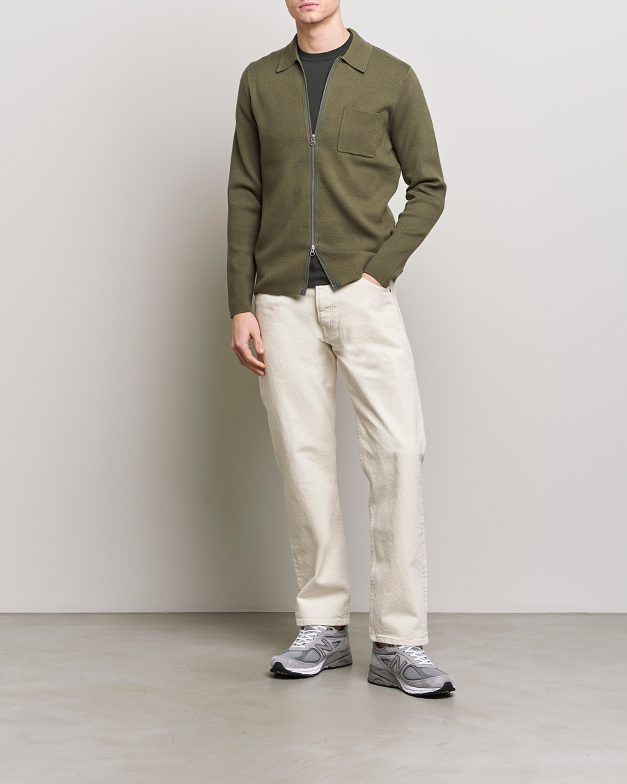 Heren | Truien | Samsøe Samsøe | Guna Full Zip Dusty Olive