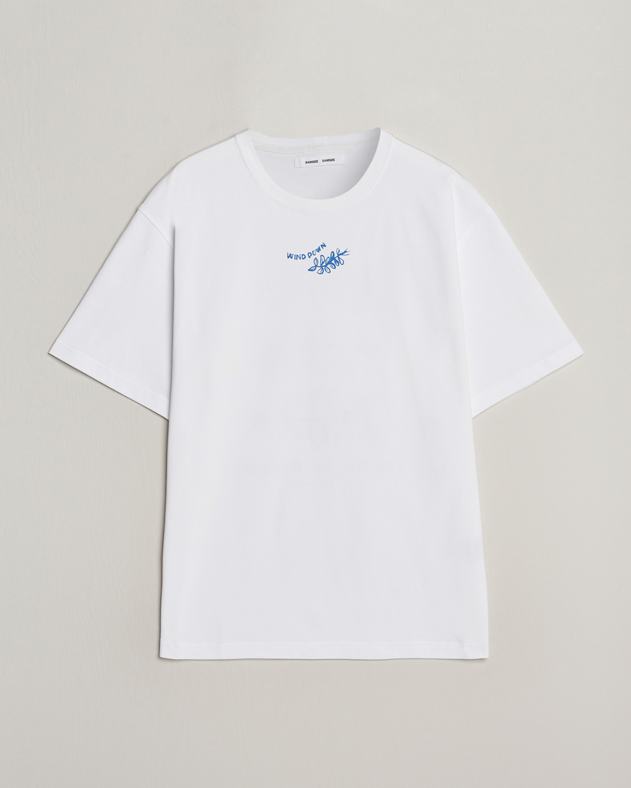 Heren | T-shirts | Samsøe Samsøe | Sawind Printed Crew Neck T-Shirt White
