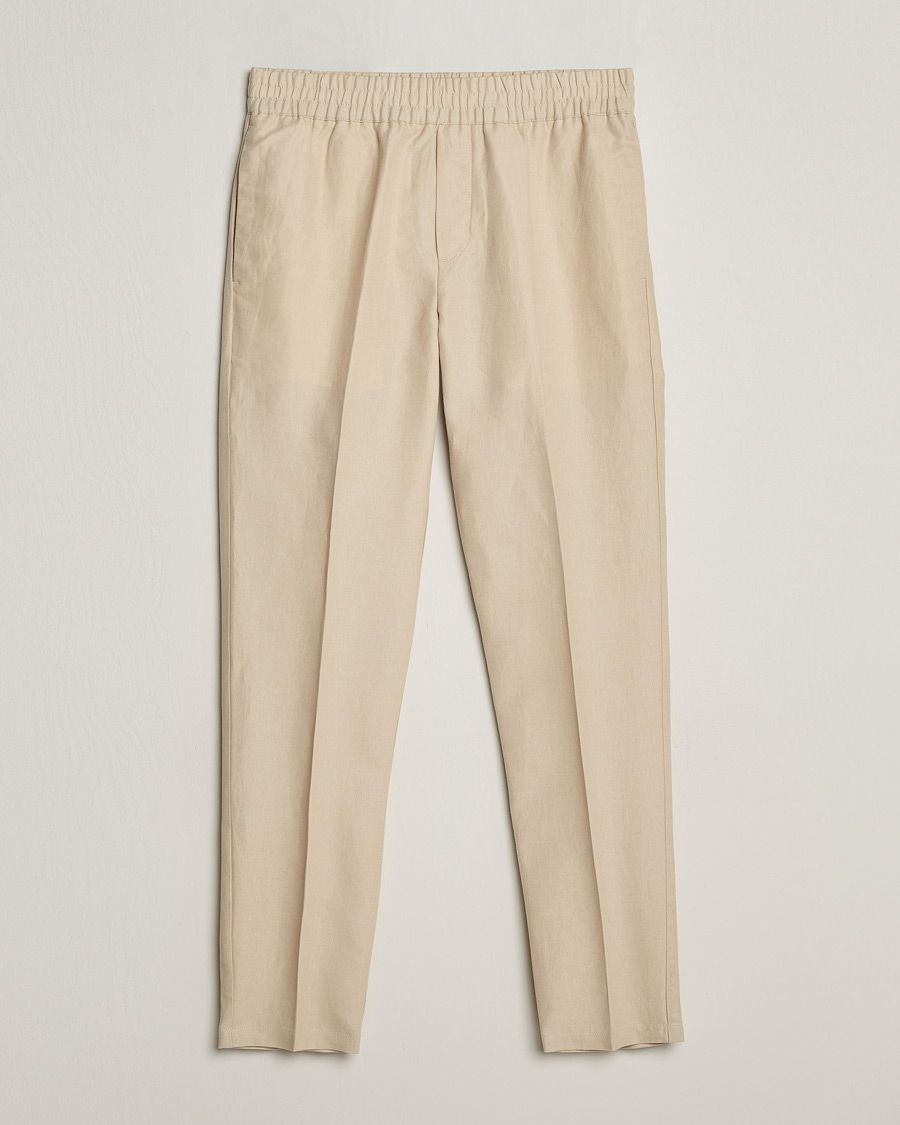 Heren | Broeken | Samsøe Samsøe | Smithy Linen/Cotton Drawstring Trousers Oatmeal