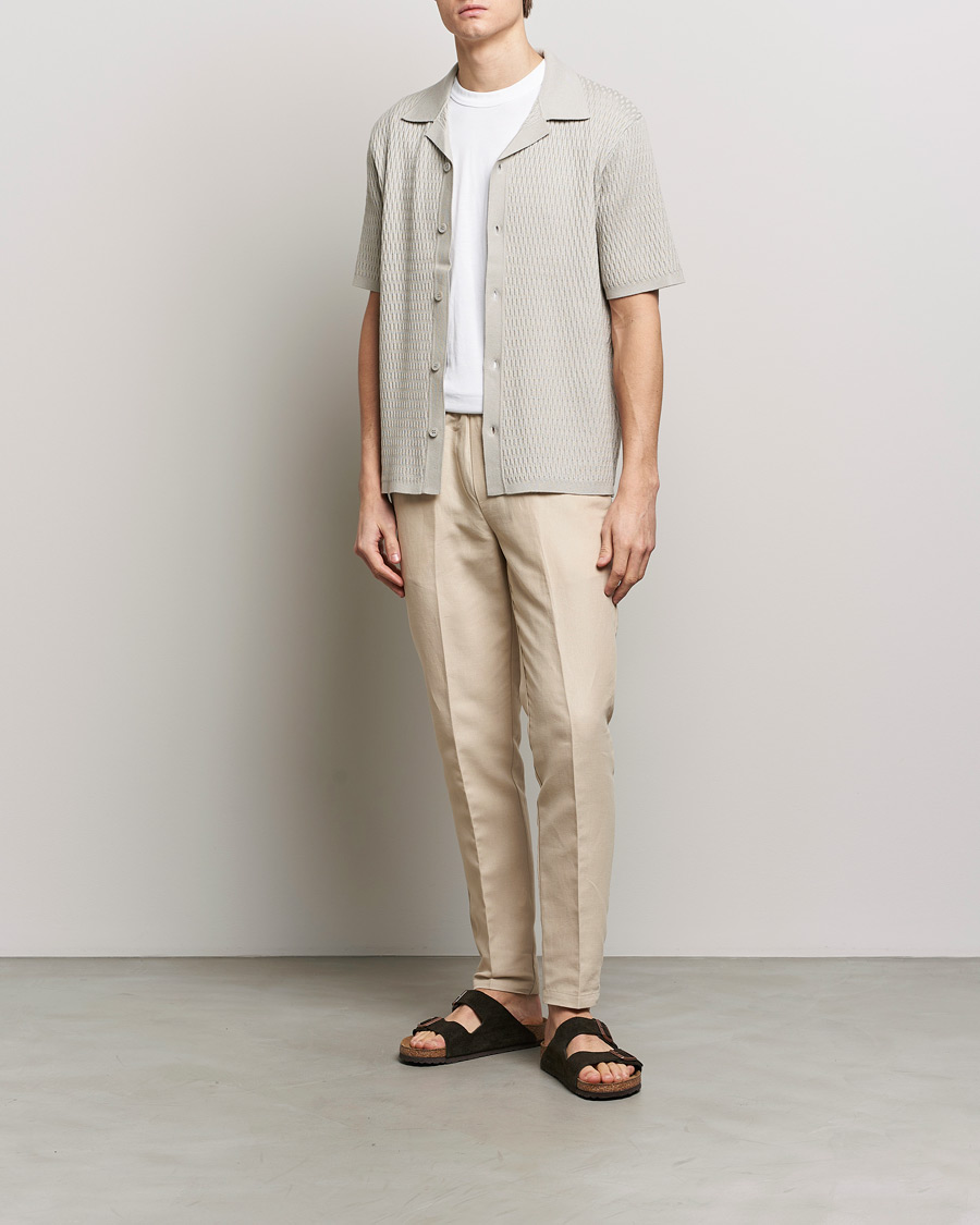 Heren | Broeken | Samsøe Samsøe | Smithy Linen/Cotton Drawstring Trousers Oatmeal