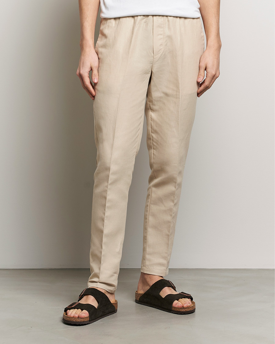 Men |  | Samsøe Samsøe | Smithy Linen/Cotton Drawstring Trousers Oatmeal