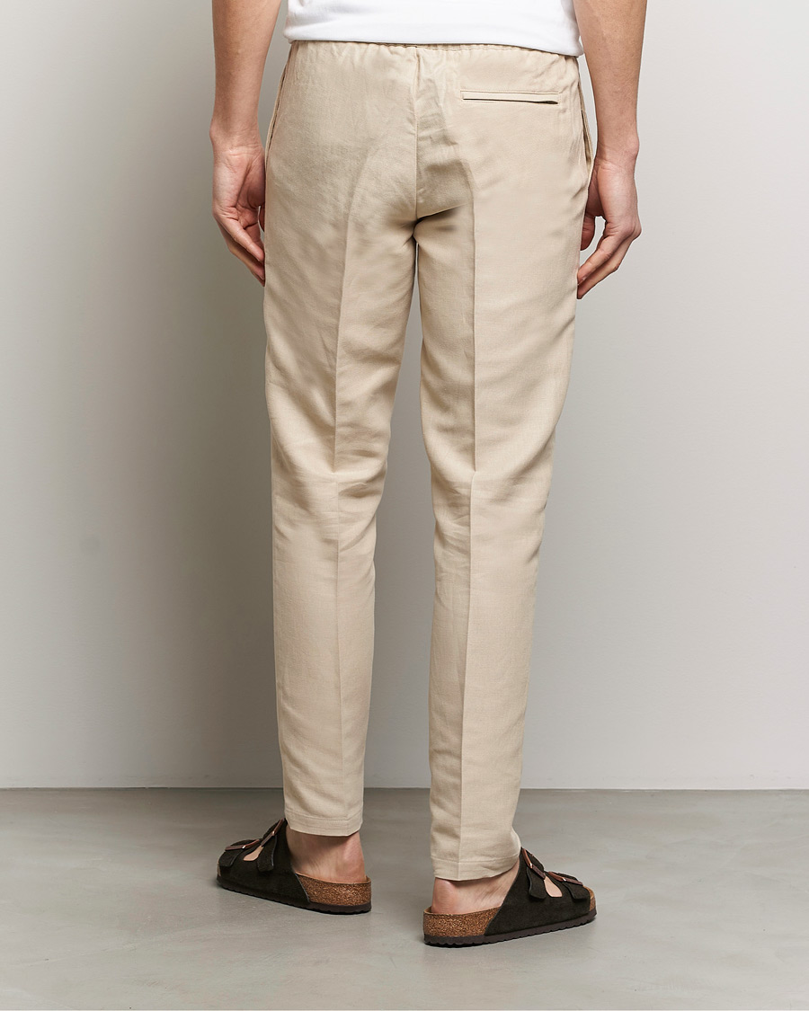Heren | Broeken | Samsøe Samsøe | Smithy Linen/Cotton Drawstring Trousers Oatmeal