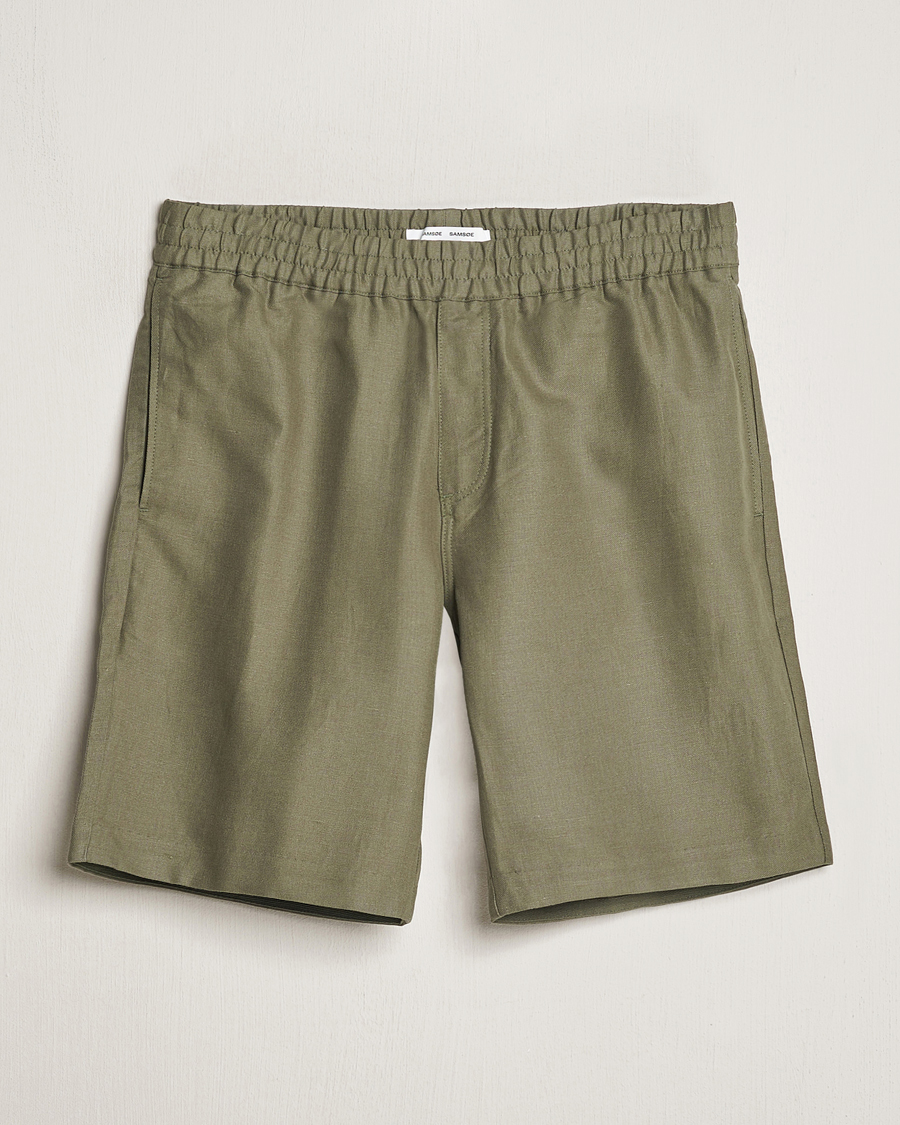 Heren | Korte broek | Samsøe Samsøe | Smith Linen/Cotton Drawstring Shorts Dusty Olive