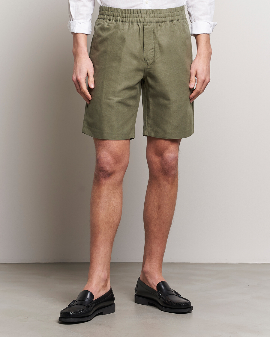 Heren | Korte broek | Samsøe Samsøe | Smith Linen/Cotton Drawstring Shorts Dusty Olive
