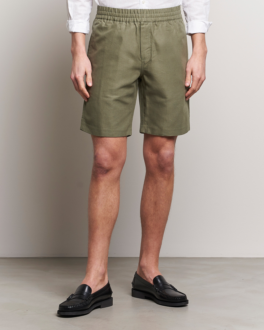 Heren |  | Samsøe Samsøe | Smith Linen/Cotton Drawstring Shorts Dusty Olive