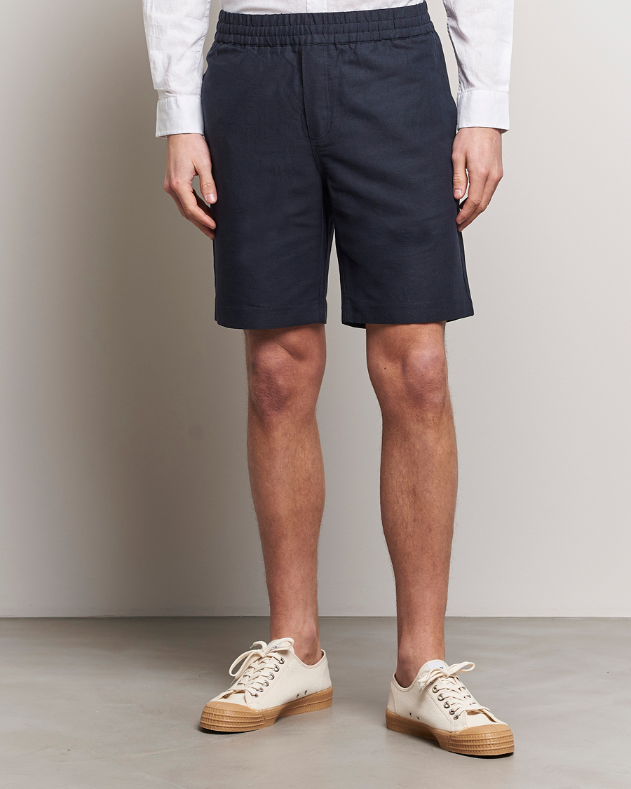 Heren | Linnen shorts | Samsøe Samsøe | Smith Linen/Cotton Drawstring Shorts Salute Navy
