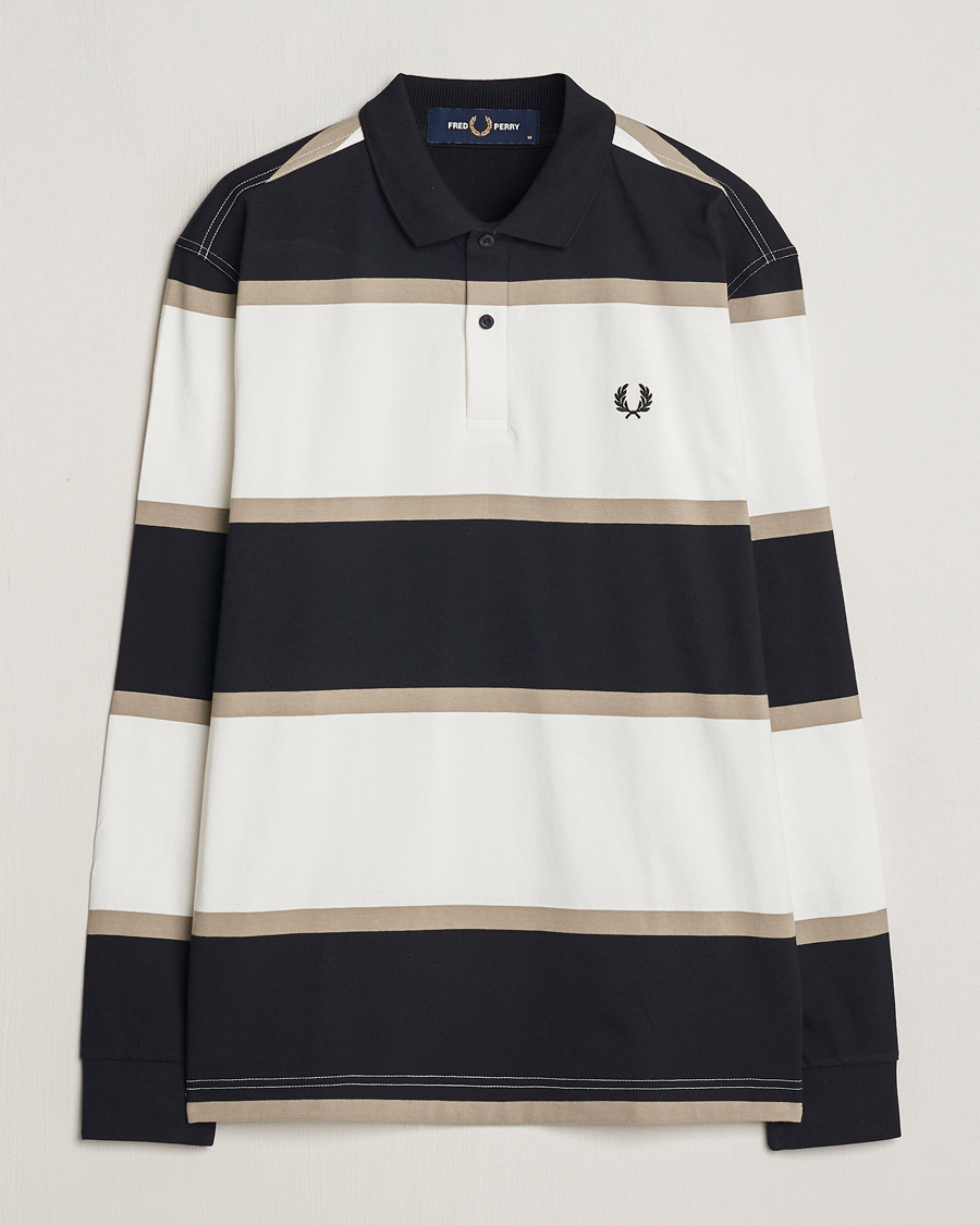 Heren | Truien | Fred Perry | Relaxed Striped Rugby Shirt Snow White/Navy
