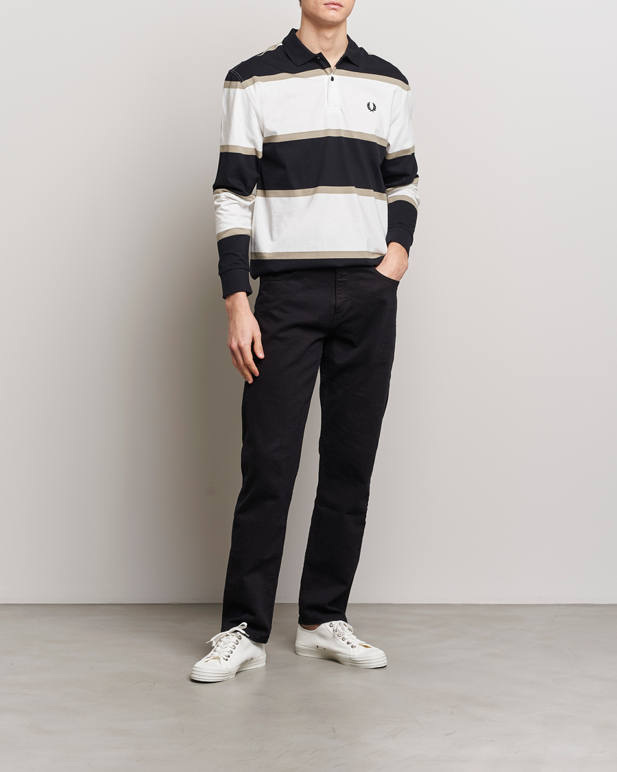Heren | Truien | Fred Perry | Relaxed Striped Rugby Shirt Snow White/Navy
