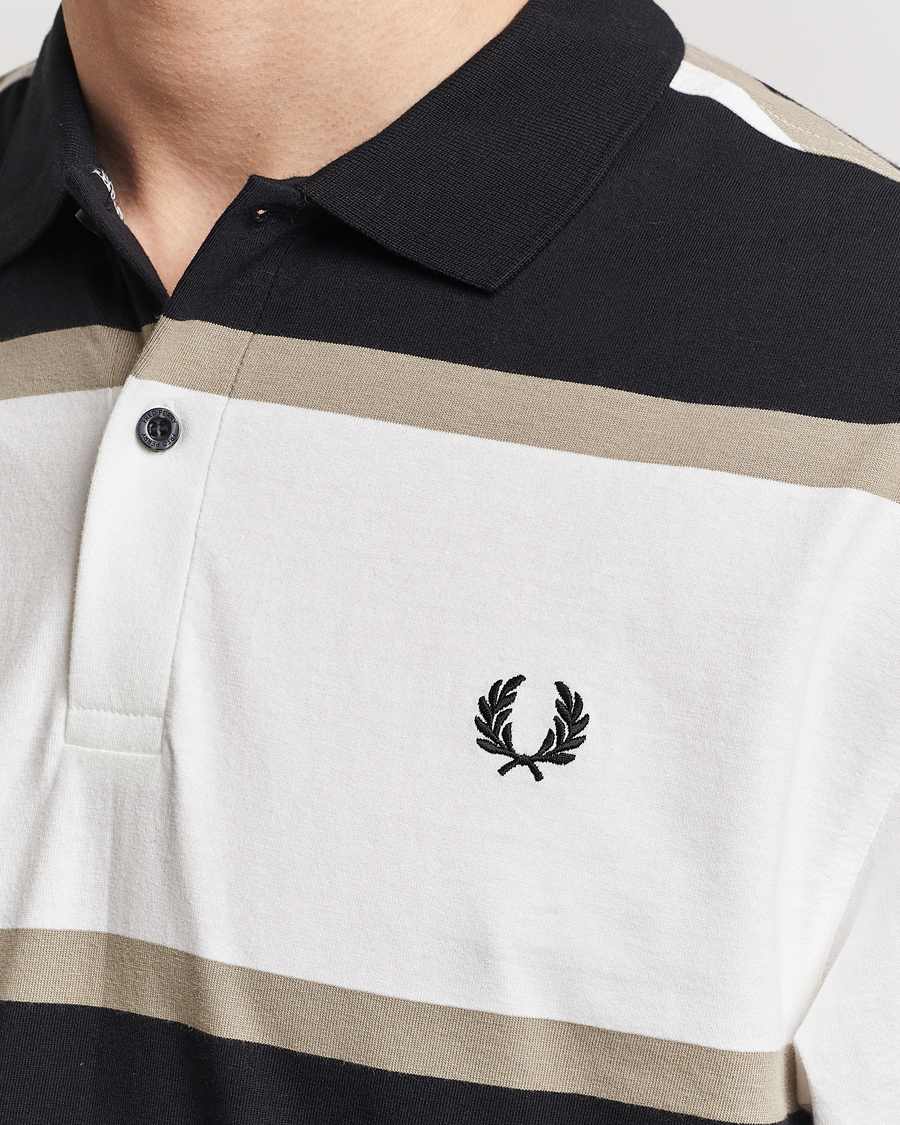 Heren | Truien | Fred Perry | Relaxed Striped Rugby Shirt Snow White/Navy