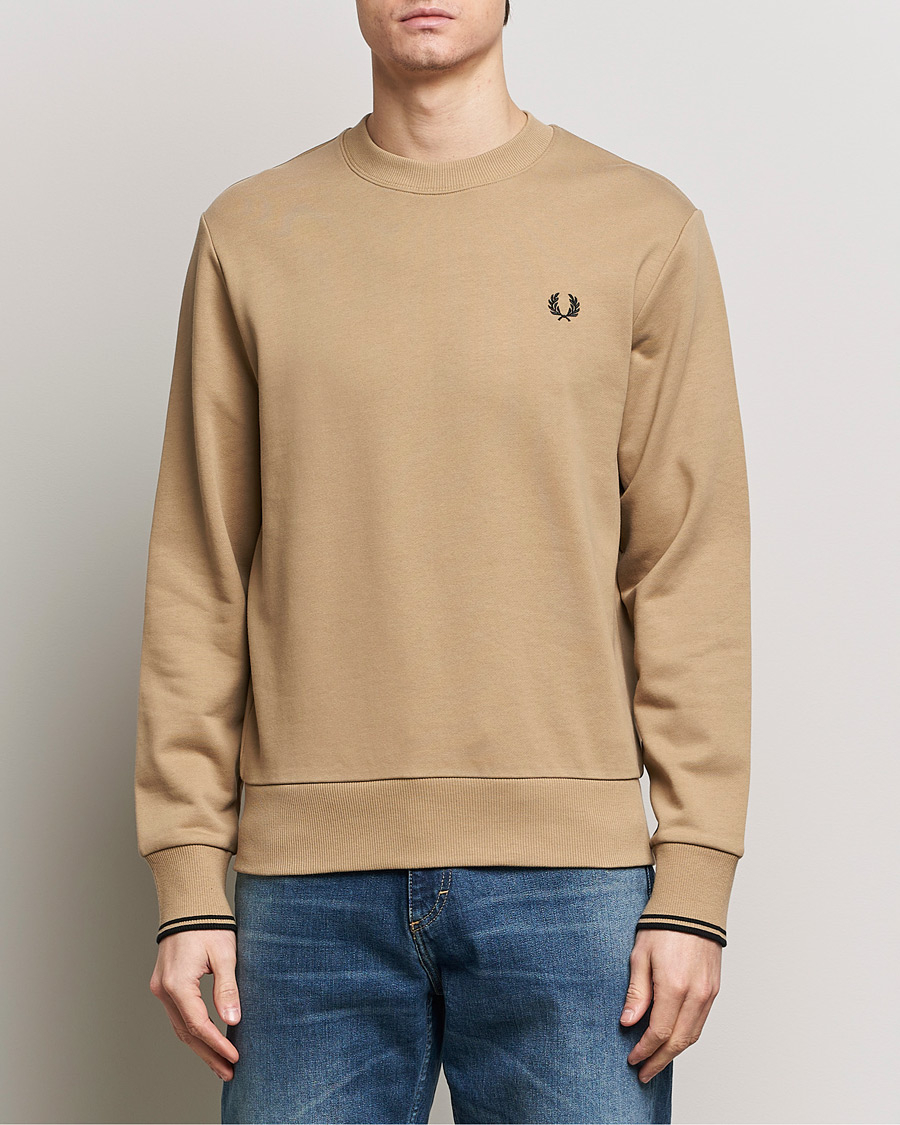 Heren | Best of British | Fred Perry | Crew Neck Sweatshirt Warm Grey