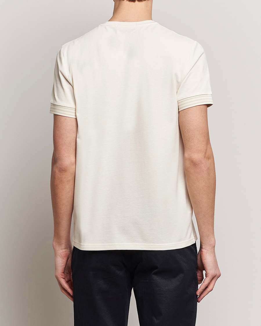 Heren | T-shirts | Fred Perry | Striped Cuff Crew Neck T-Shirt Ecru