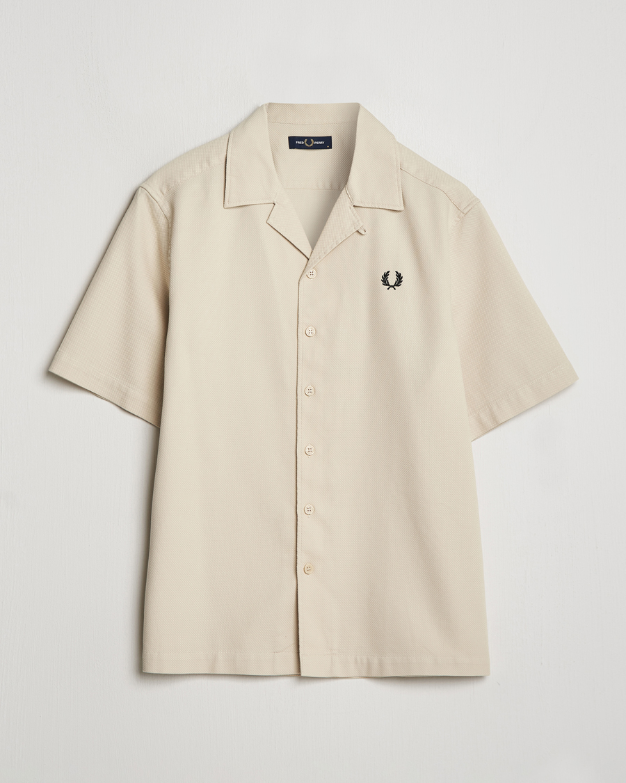 Heren | Overhemden | Fred Perry | Pique Textured Short Sleeve Shirt Oatmeal