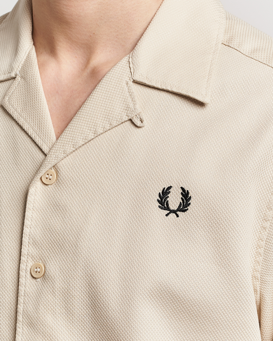 Heren | Overhemden | Fred Perry | Pique Textured Short Sleeve Shirt Oatmeal