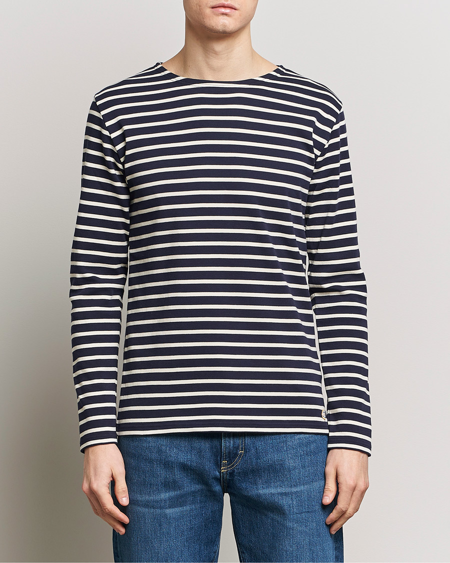 Heren | Afdelingen | Armor-lux | Houat Héritage Stripe Long Sleeve T-Shirt Nature/Navy