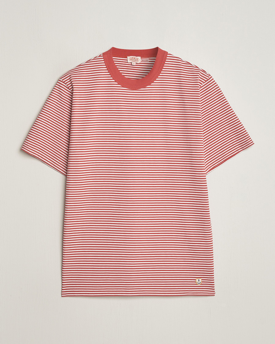 Heren | T-shirts | Armor-lux | Callac Héritage Stripe T-Shirt Cardinal/Milk
