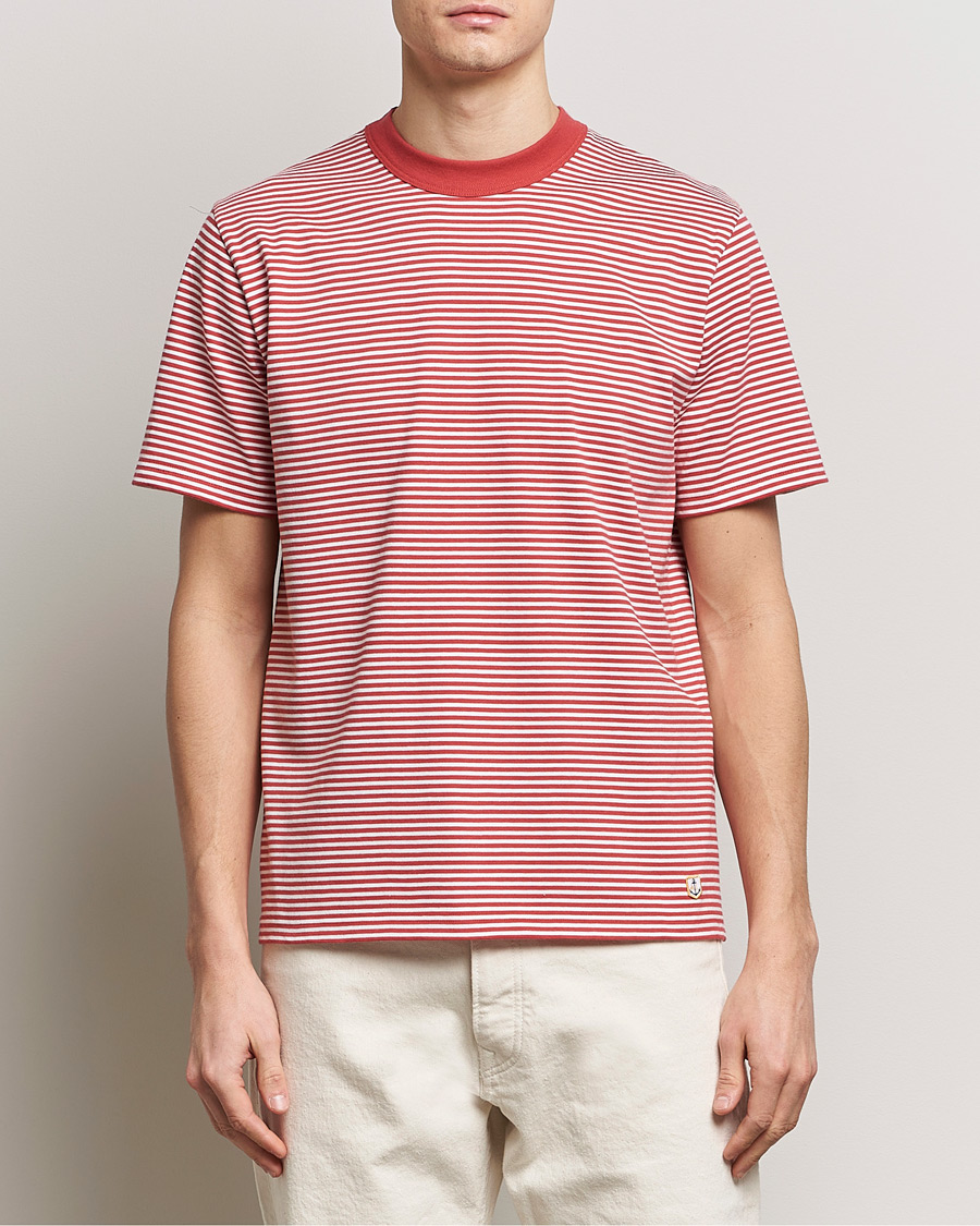 Heren | Contemporary Creators | Armor-lux | Callac Héritage Stripe T-Shirt Cardinal/Milk