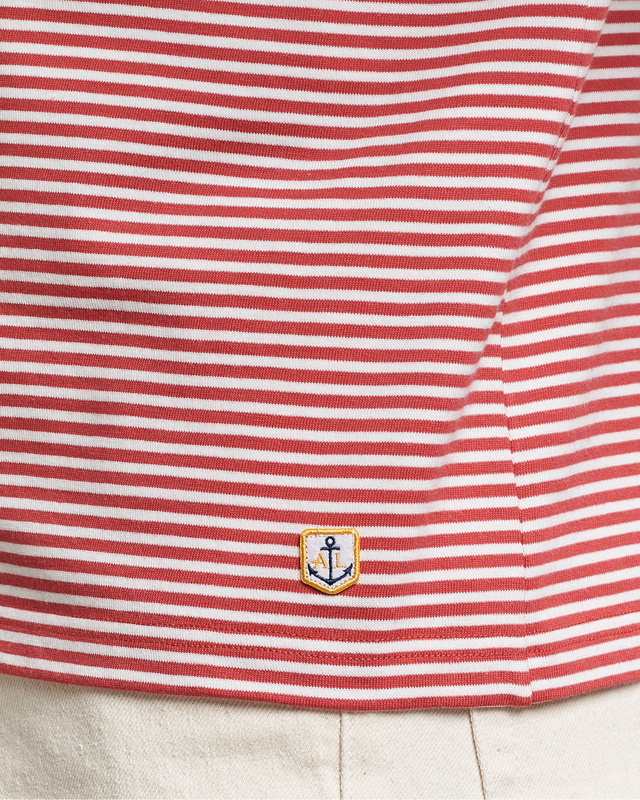 Heren | T-shirts | Armor-lux | Callac Héritage Stripe T-Shirt Cardinal/Milk
