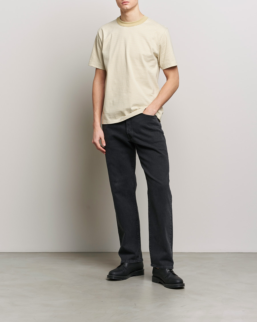 Heren | T-shirts | Armor-lux | Callac Héritage Stripe T-Shirt Pale Olive/Milk