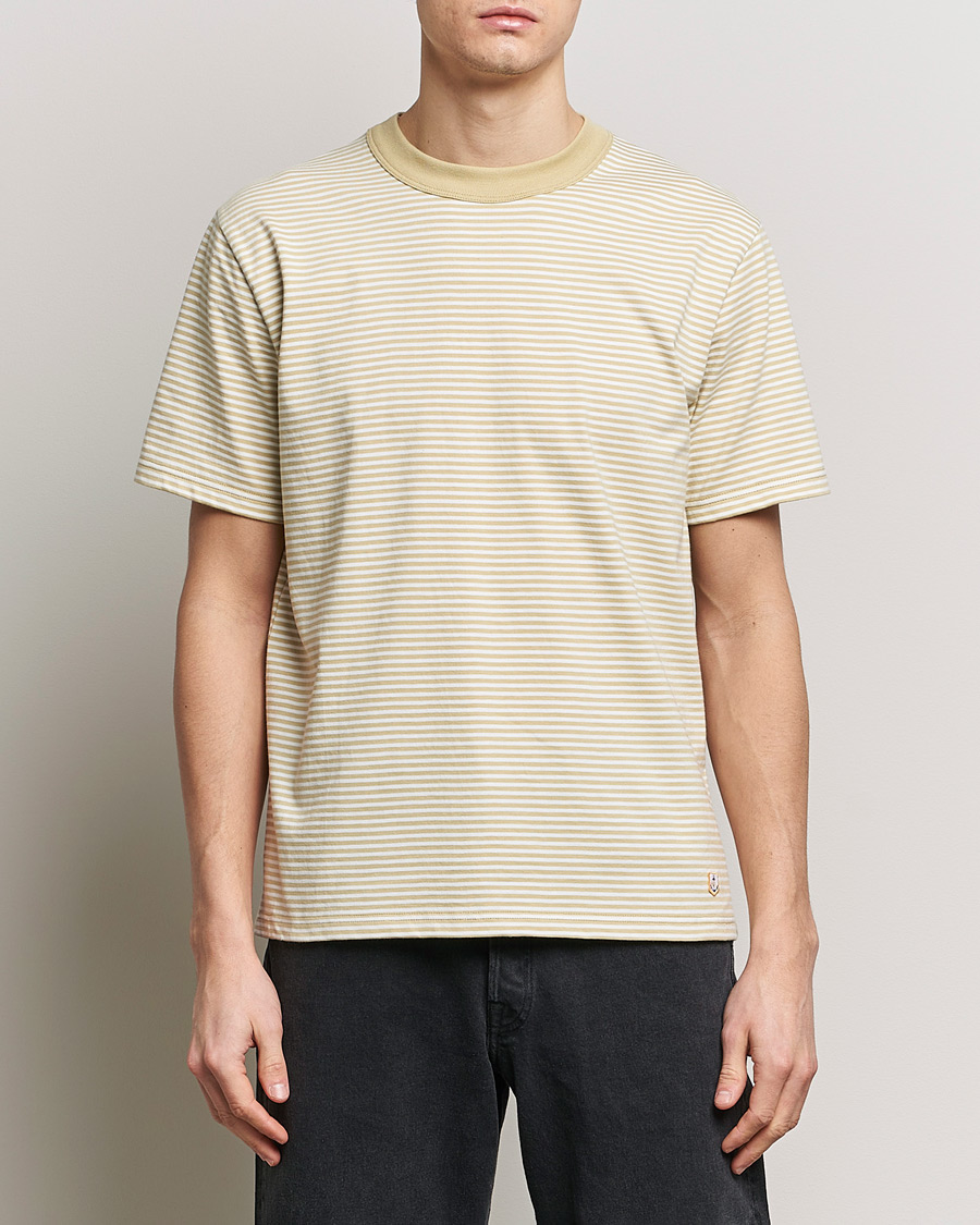 Heren | Stylesegment Casual Classics | Armor-lux | Callac Héritage Stripe T-Shirt Pale Olive/Milk