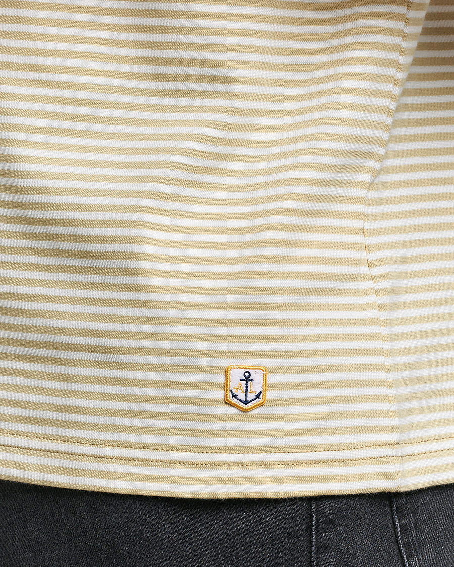 Heren | T-shirts | Armor-lux | Callac Héritage Stripe T-Shirt Pale Olive/Milk