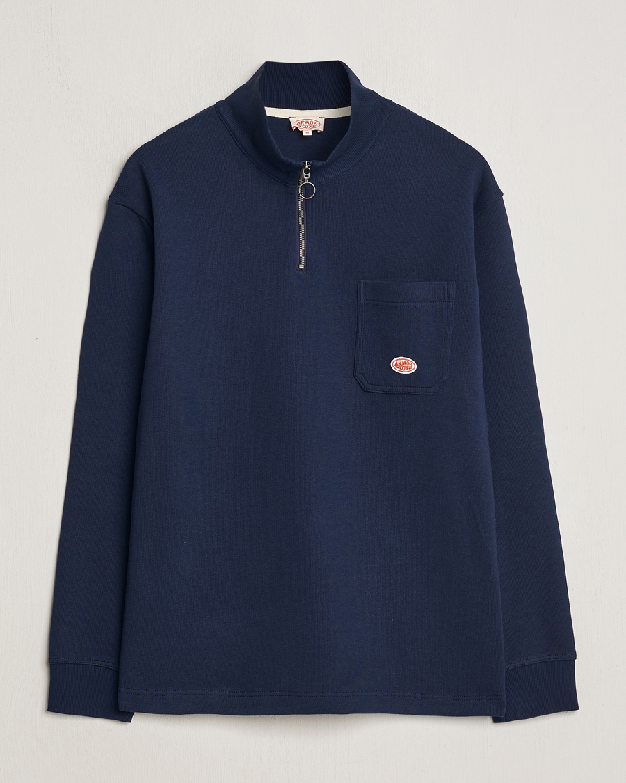 Heren | Truien | Armor-lux | Camionneur Cotton Half Zip Sweater Deep Marine
