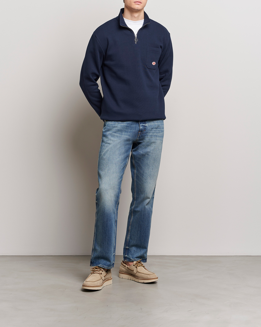 Heren | Truien | Armor-lux | Camionneur Cotton Half Zip Sweater Deep Marine