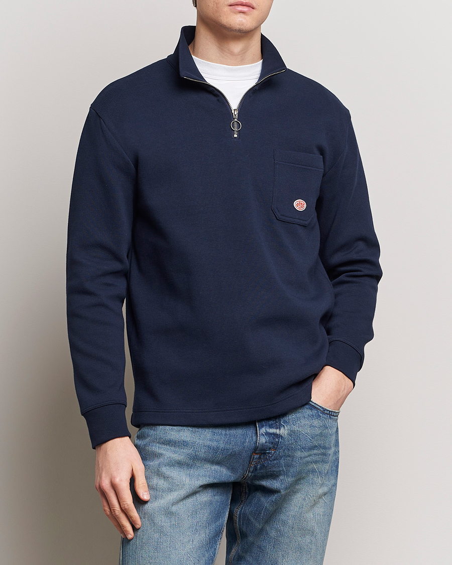 Heren | Kleding | Armor-lux | Camionneur Cotton Half Zip Sweater Deep Marine