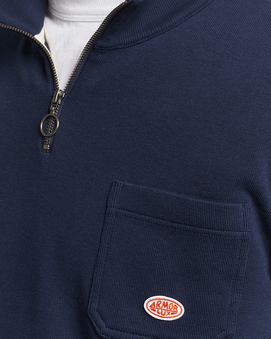 Heren | Truien | Armor-lux | Camionneur Cotton Half Zip Sweater Deep Marine