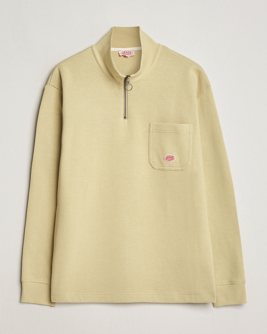 Heren | Truien | Armor-lux | Camionneur Cotton Half Zip Sweater Pale Olive