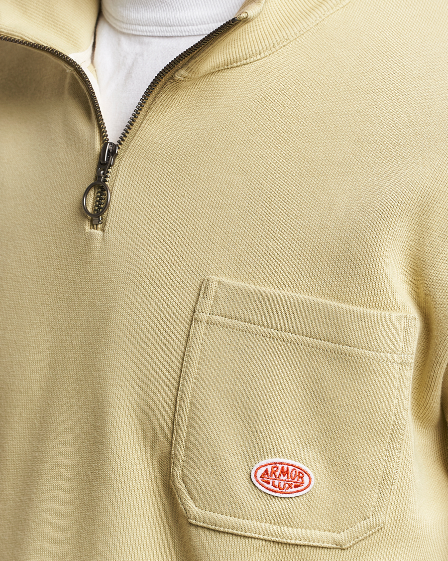 Heren | Truien | Armor-lux | Camionneur Cotton Half Zip Sweater Pale Olive