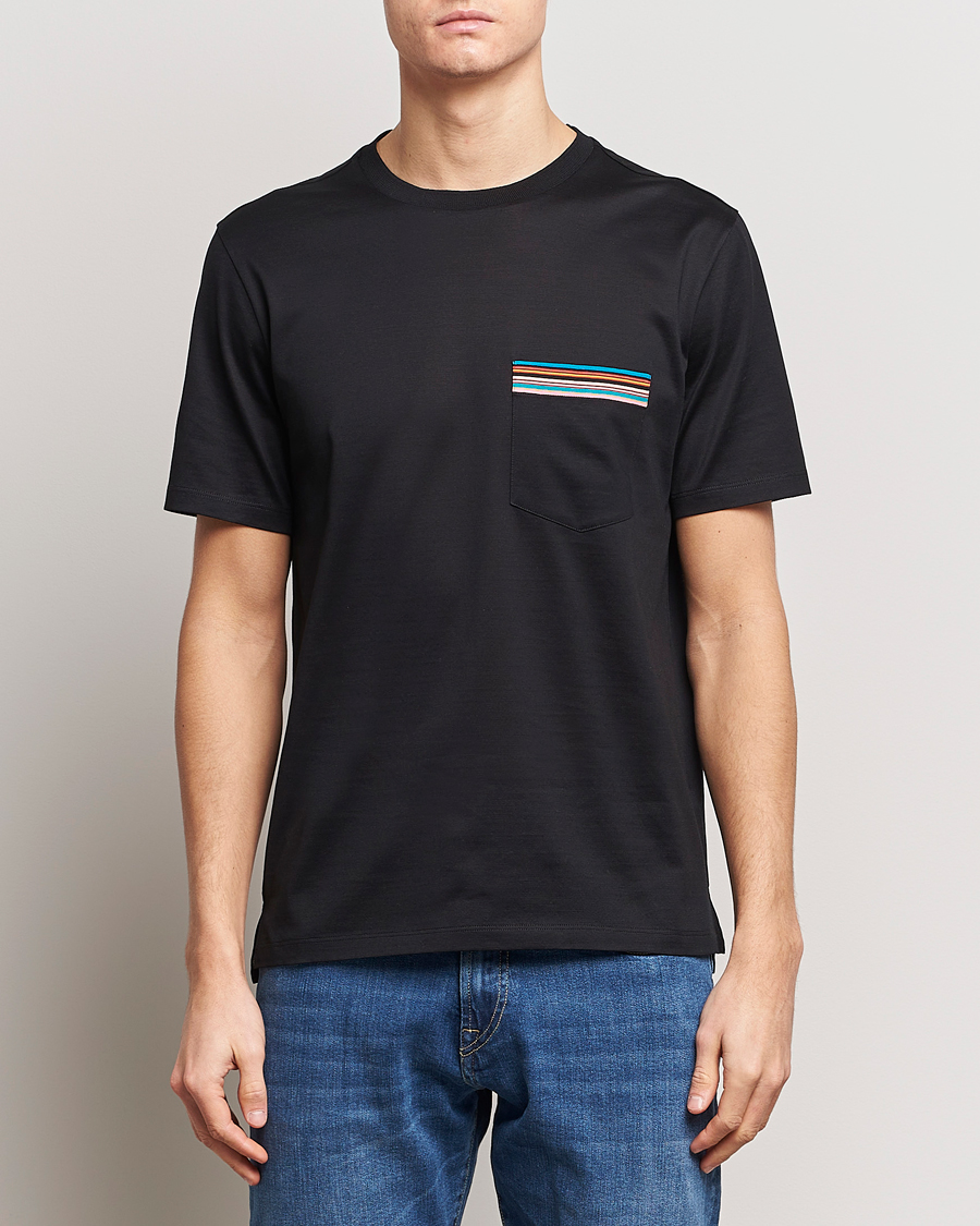 Heren | Zwarte T-shirts | Paul Smith | Striped Pocket Crew Neck T-Shirt Black