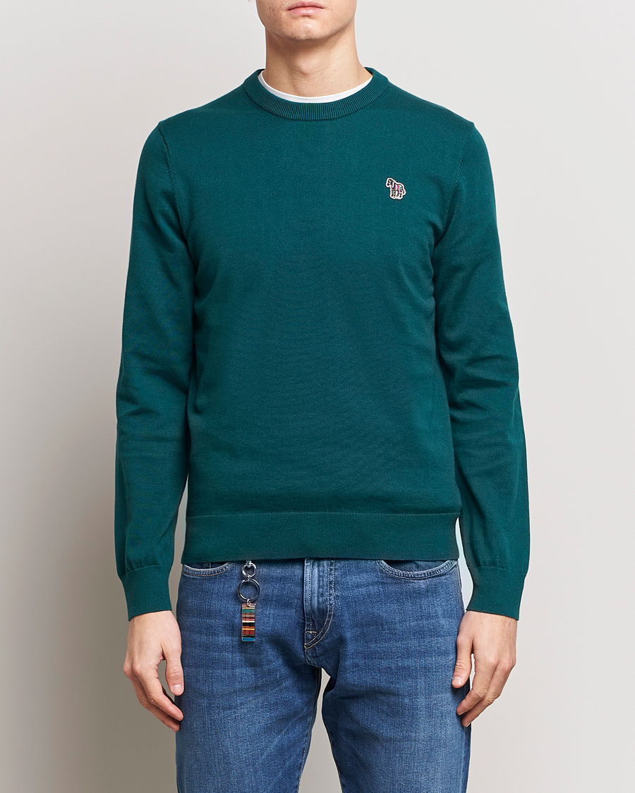 Heren | PS Paul Smith | PS Paul Smith | Zebra Cotton Knitted Sweater Dark Green