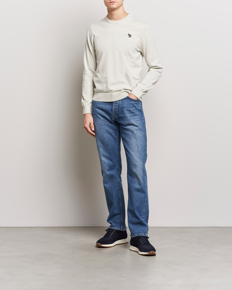 Heren | Truien | PS Paul Smith | Zebra Cotton Knitted Sweater Washed Grey