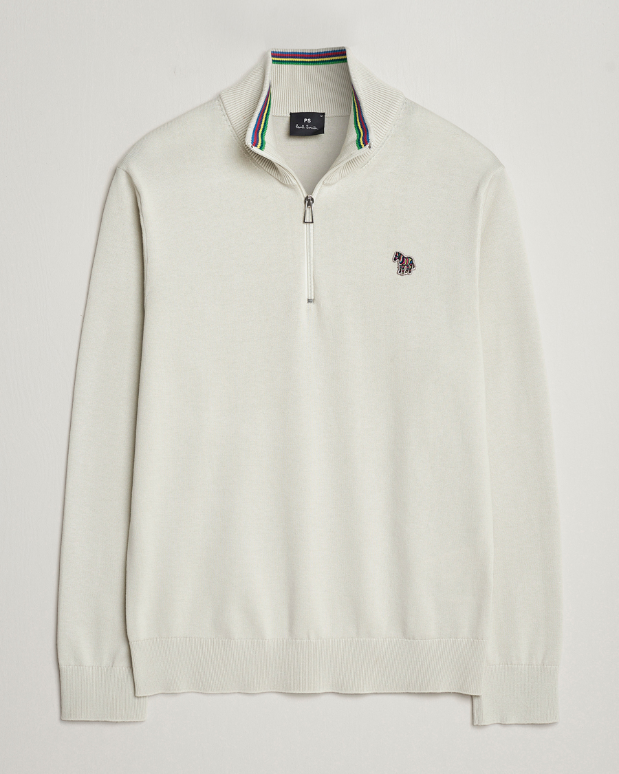 Heren | Truien | PS Paul Smith | Zebra Cotton Knitted Half Zip Washed Grey