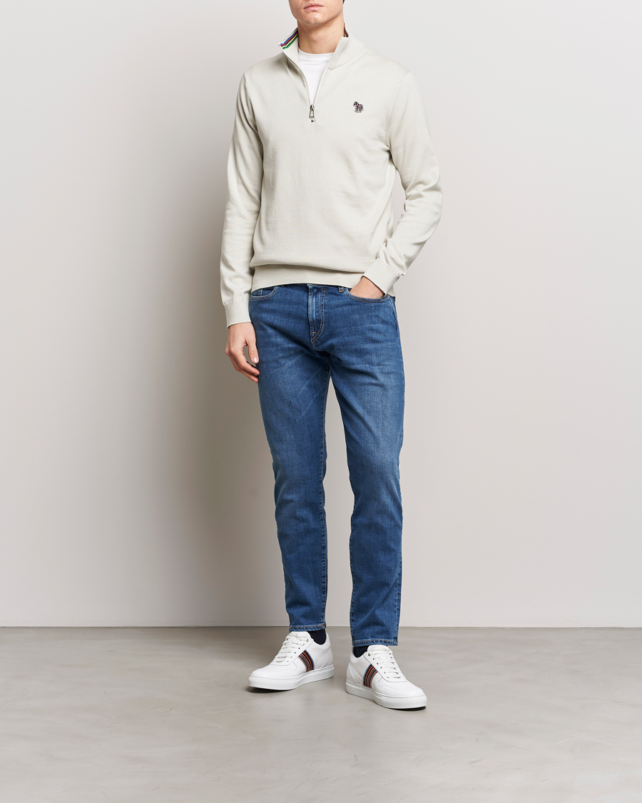 Heren | Truien | PS Paul Smith | Zebra Cotton Knitted Half Zip Washed Grey