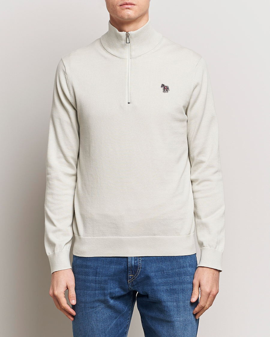 Heren | PS Paul Smith | PS Paul Smith | Zebra Cotton Knitted Half Zip Washed Grey