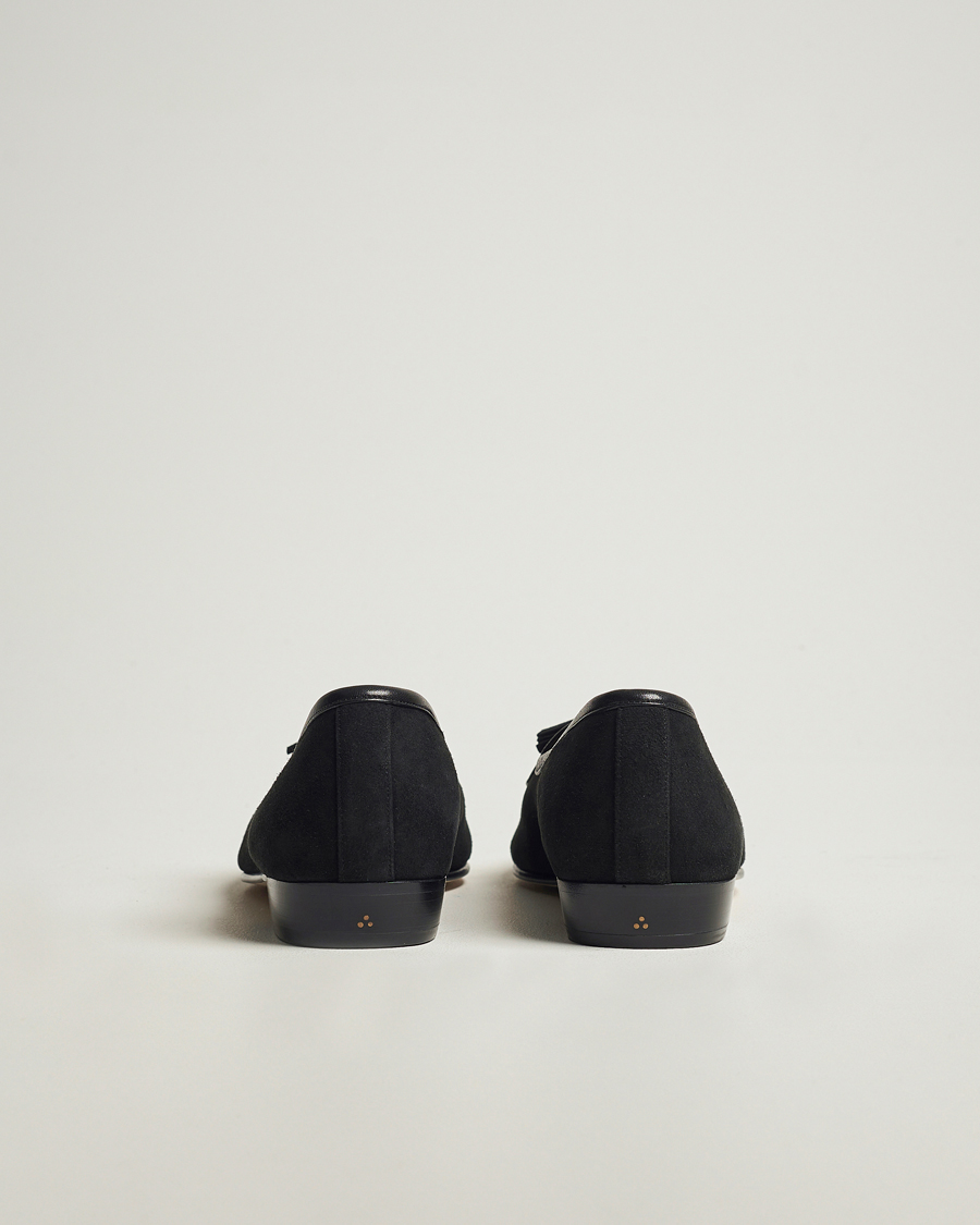 Heren | Baudoin & Lange Sagan Classic Tassel Loafers Black Suede | Baudoin & Lange | Sagan Classic Tassel Loafers Black Suede