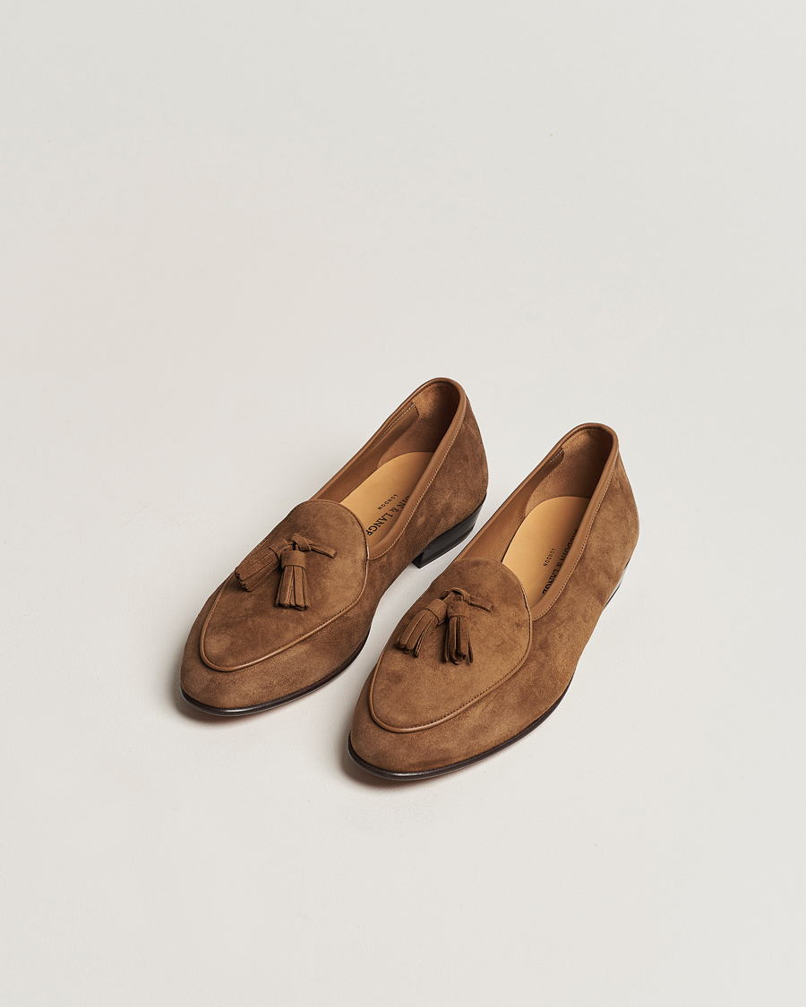 Heren | Baudoin & Lange | Baudoin & Lange | Sagan Classic Tassel Loafers Tan Suede