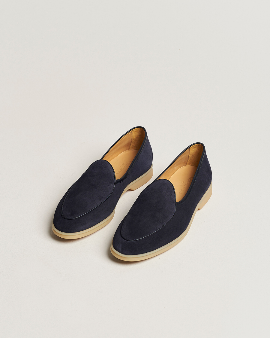 Heren | Schoenen | Baudoin & Lange | Stride Loafers Navy Suede