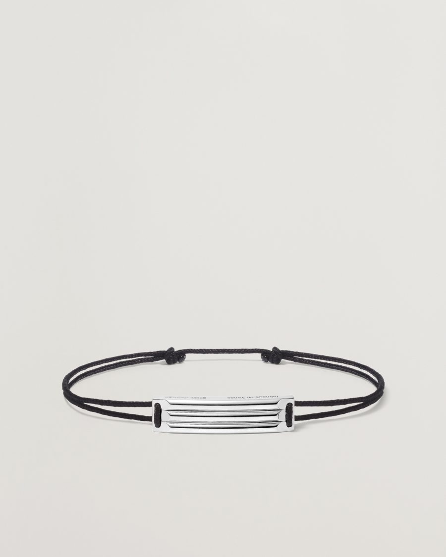 Heren | LE GRAMME Godron Cord Bracelet Black/Sterling Silver | LE GRAMME | Godron Cord Bracelet Black/Sterling Silver