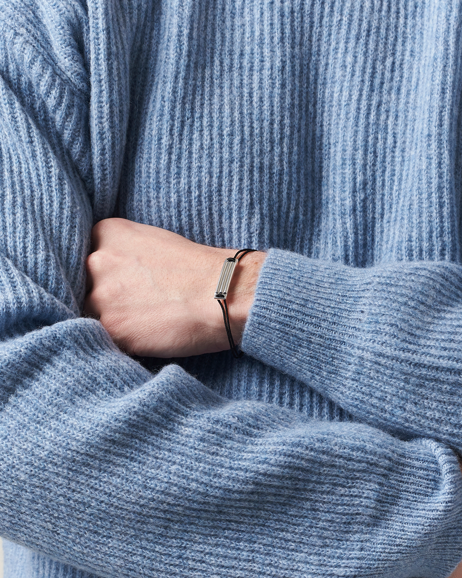 Heren | LE GRAMME Godron Cord Bracelet Black/Sterling Silver | LE GRAMME | Godron Cord Bracelet Black/Sterling Silver